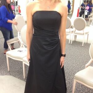 David's Bridal Black Strapless Ruched Gown